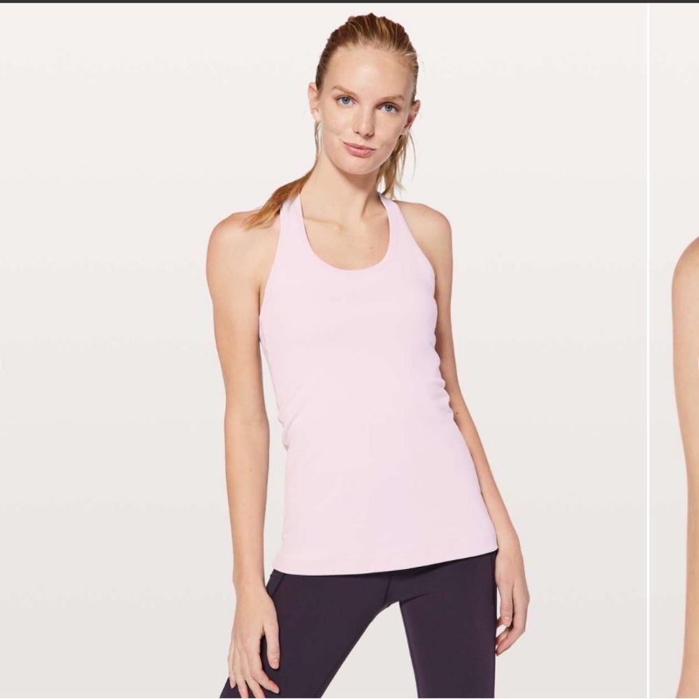 Lululemon Cool Racerback in hip length pale pink luon size 4